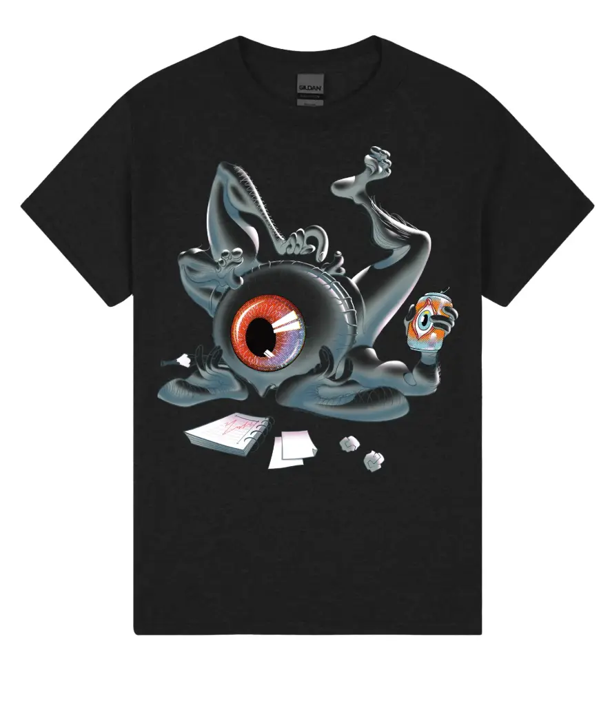 [5030] "Eye Worm" Doodle - Short-sleeved Tee (Black, Small)
